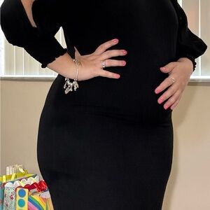 Chic Black Cold Shoulder Dress – Size XL – Like New